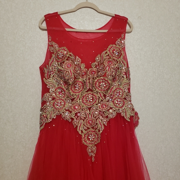 FUCHSIA LONG DRESS WHIT RHINESTONES SIZE:XXL - Picture 9 of 16
